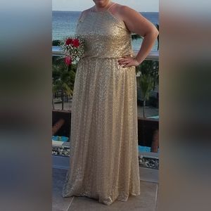 Long Gold Sequin dress